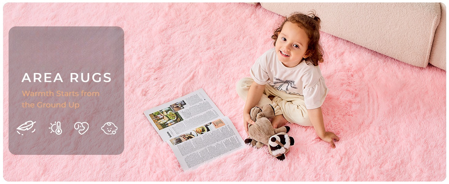 OPPODREAM Fluffy Area Rugs for Girls and Boys, Shaggy Rug for Bedroom, Fuzzy Carpet for Living Room