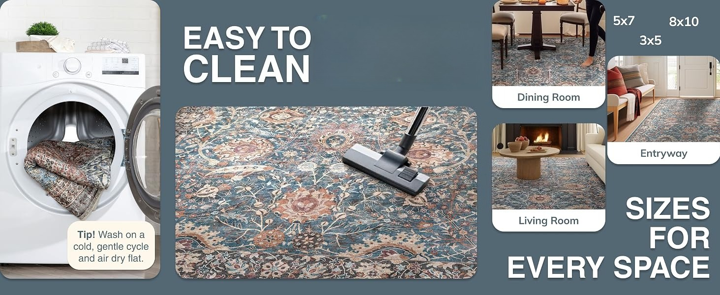 Wash or vacuum the Asha Liana Rug wherever you place it indoors - it cleans easily.