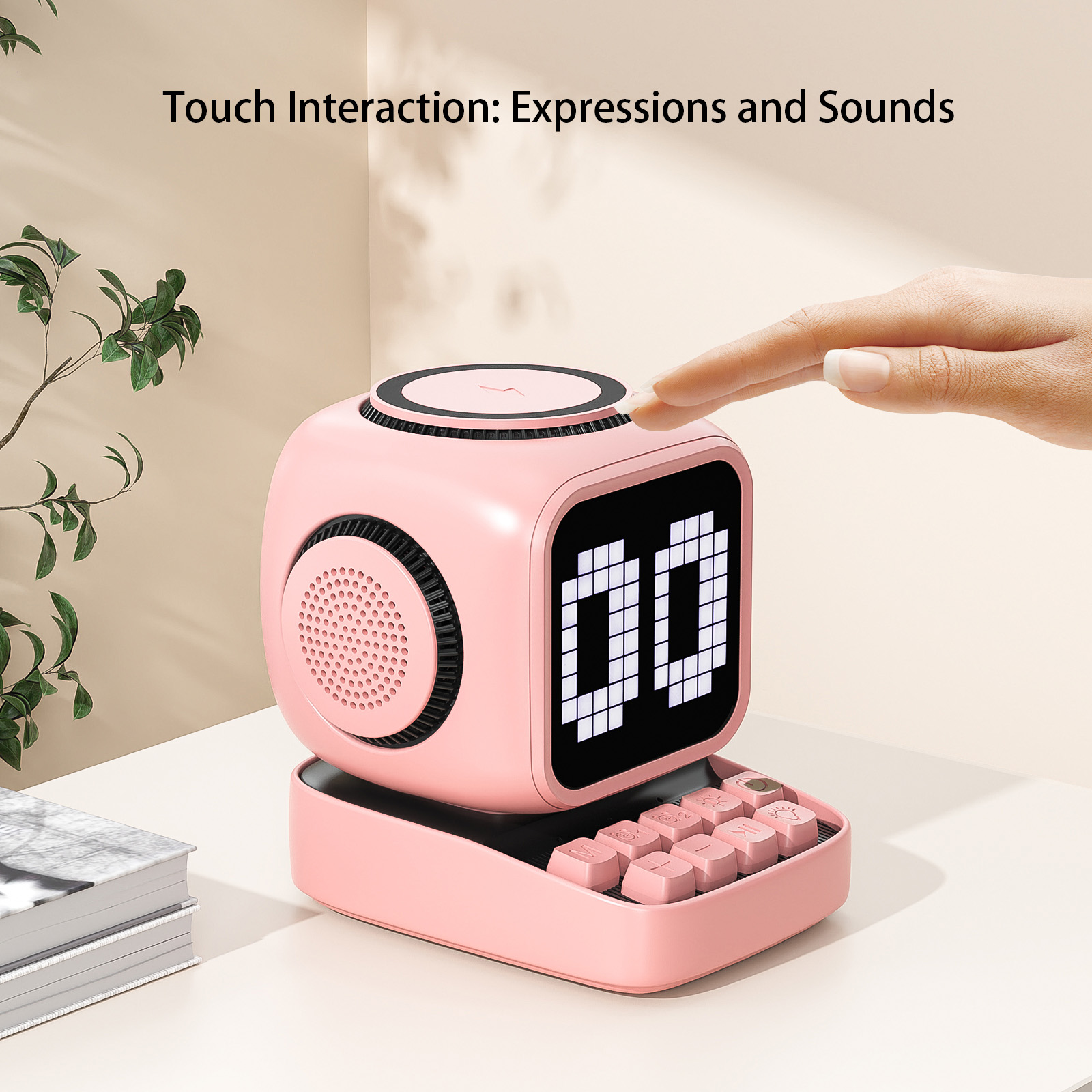 Wireless Magnetic Robot Charger Smart Bluetooth Speaker Retro Pixel Art Game Bluetooth Speaker With 16X16 LED_voghion.com