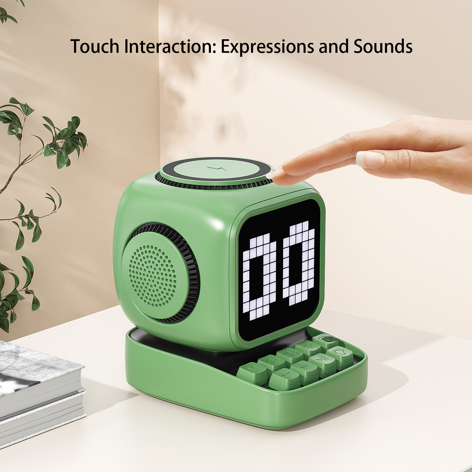 Wireless Magnetic Robot Charger Smart Bluetooth Speaker Retro Pixel Art Game Bluetooth Speaker With 16X16 LED_voghion.com