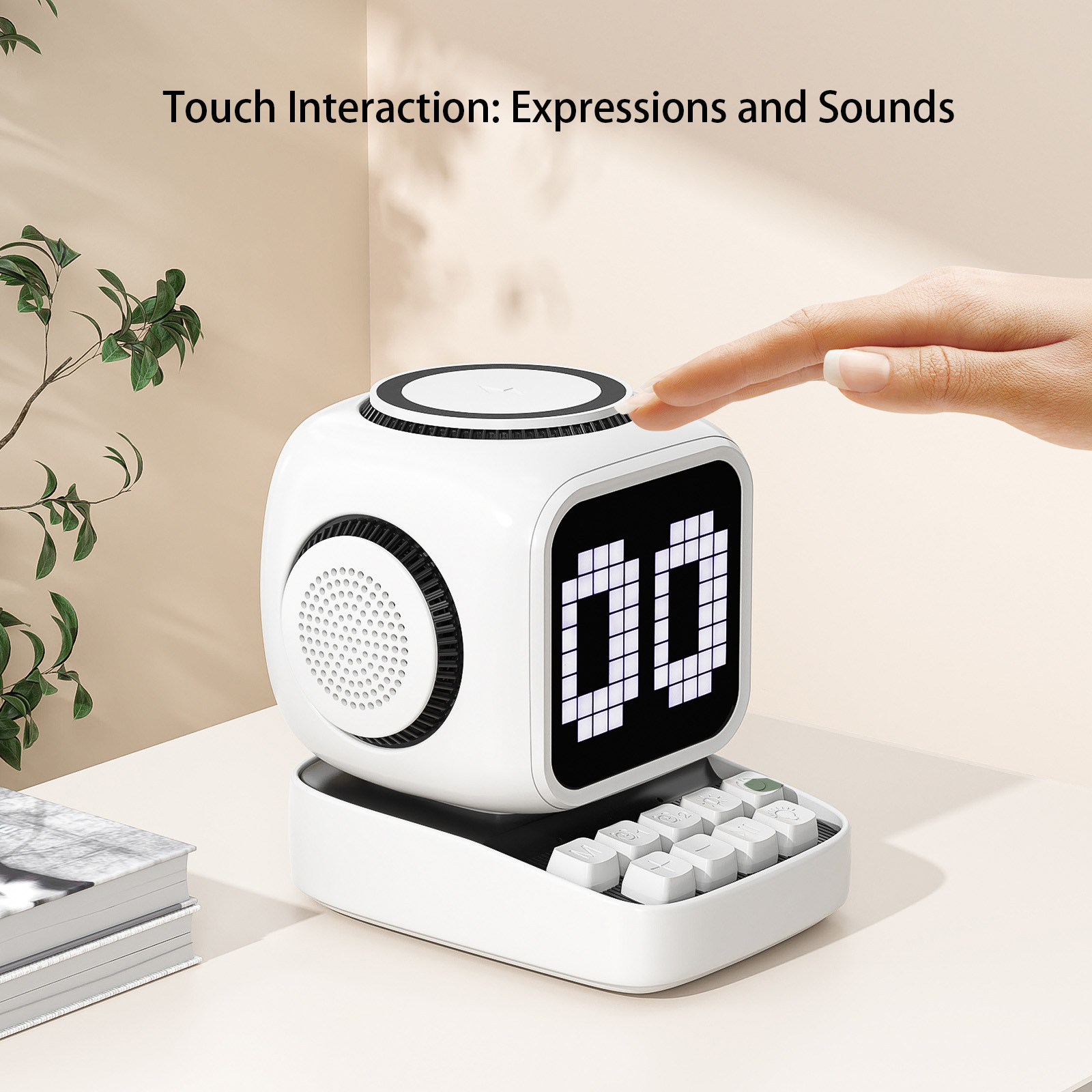 Wireless Magnetic Robot Charger Smart Bluetooth Speaker Retro Pixel Art Game Bluetooth Speaker With 16X16 LED_voghion.com