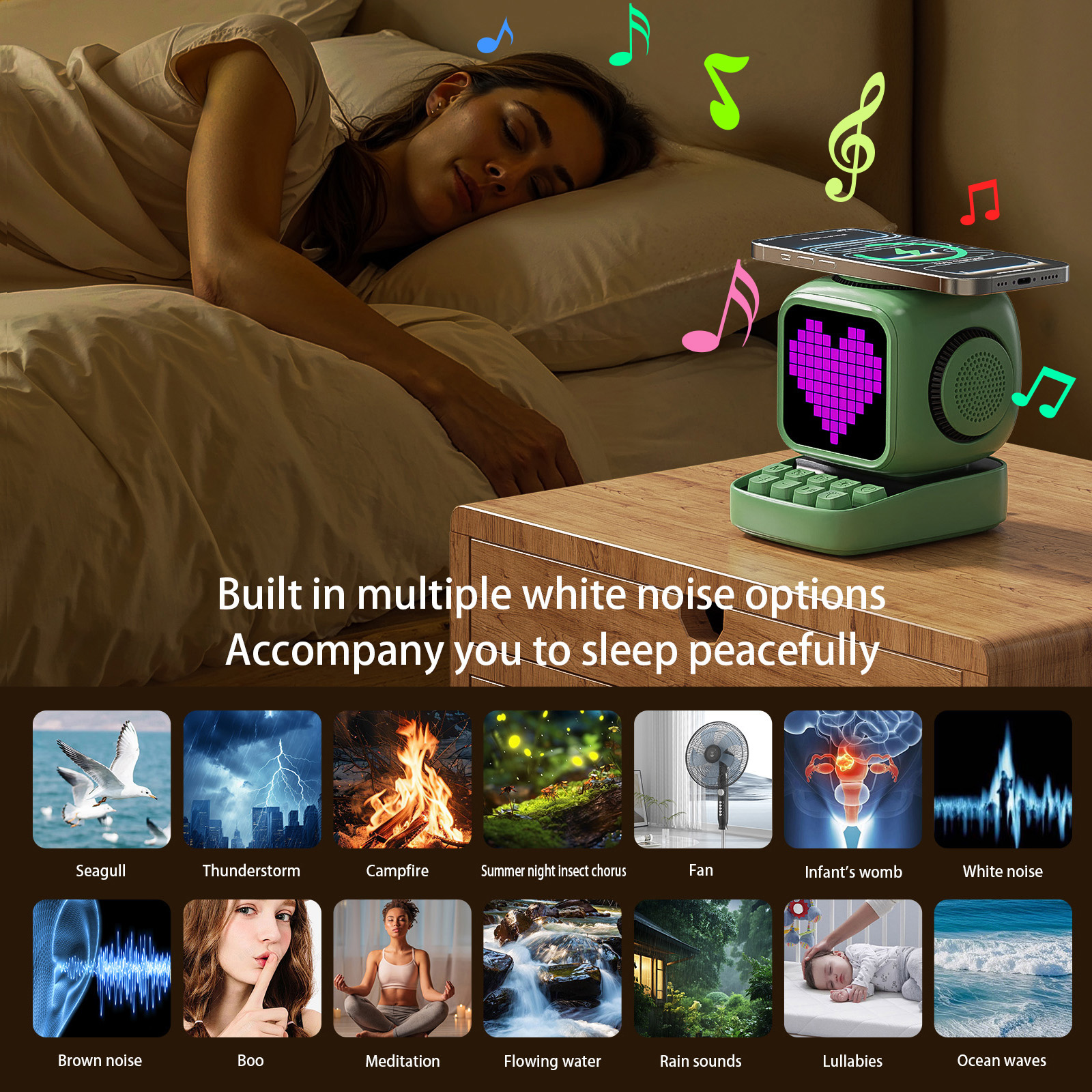 Wireless Magnetic Robot Charger Smart Bluetooth Speaker Retro Pixel Art Game Bluetooth Speaker With 16X16 LED_voghion.com