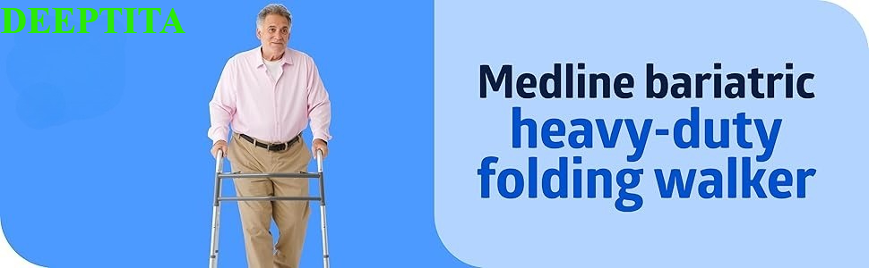 Andador plegable bariátrico de alta resistencia Medline con ruedas de 5