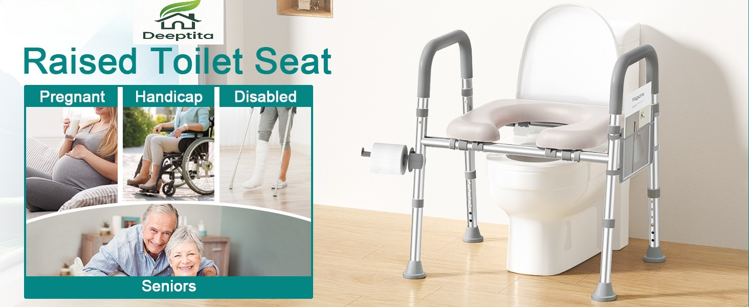 toilet seat risers for seniors Deeptita-400lb-Heavy-Duty-Raised-Toilet-Seat-with-Handles