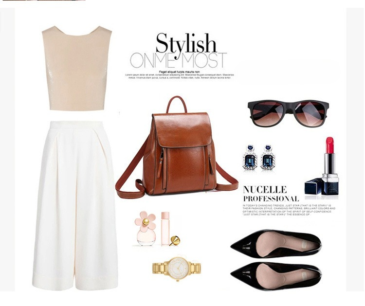 Women's Backpack, High-quality Genuine Leather Large Capacity Multi Interval Student Backpack, Can Be Slung Over One Shoulder._voghion.com