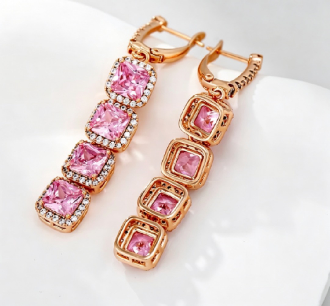 Silver square CZ hoop earrings from Ella Earrings