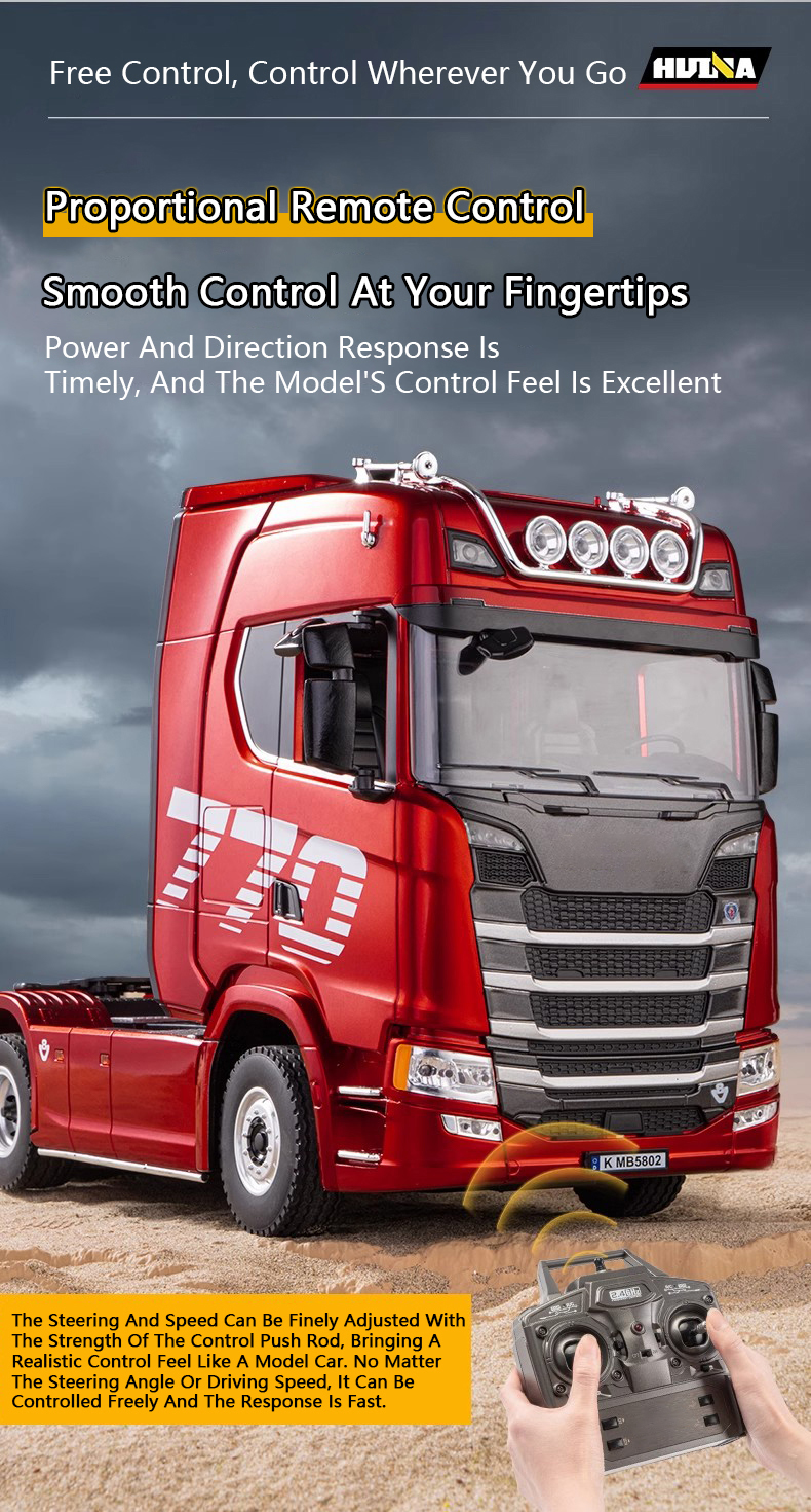 HUINA 1501 770S Scania Alloy Tractor 19CH RC Truck 1/18 2.4G