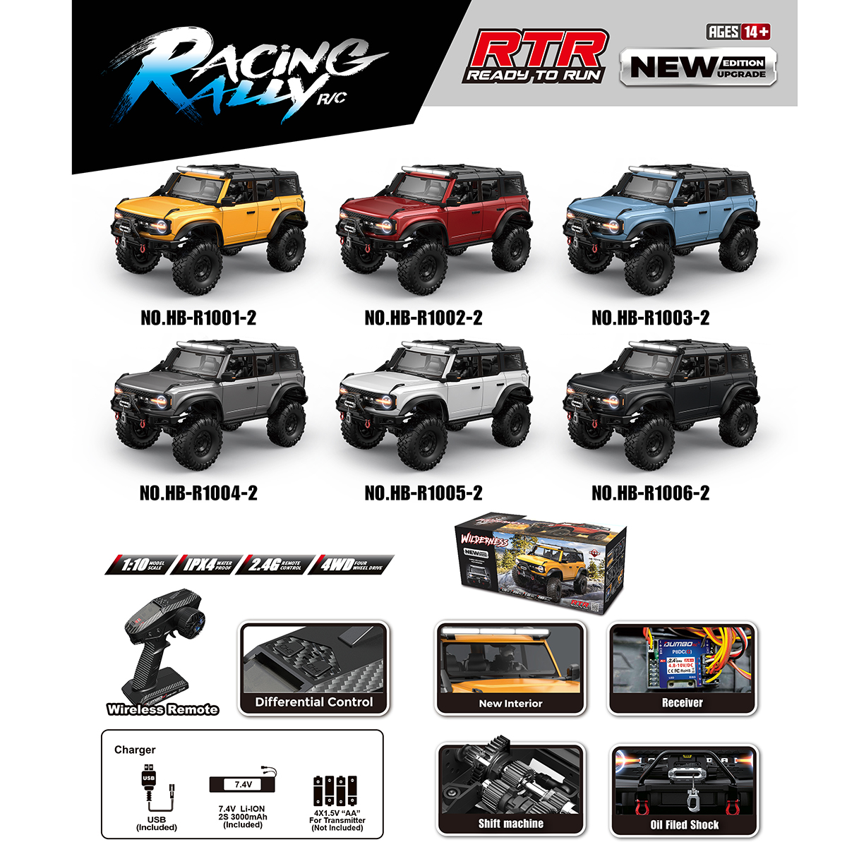 1/10 RC Crawler RTR HB Toys R1001-R1006 1/10 4WD Remote Control