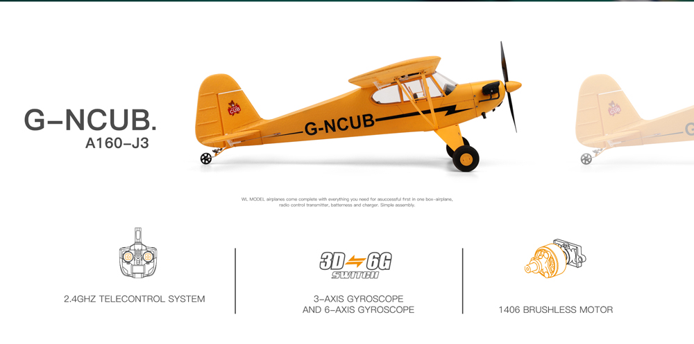 WLtoys XK A160-J3 SKYLARK RC Plane, 5-CH Large Remote Control