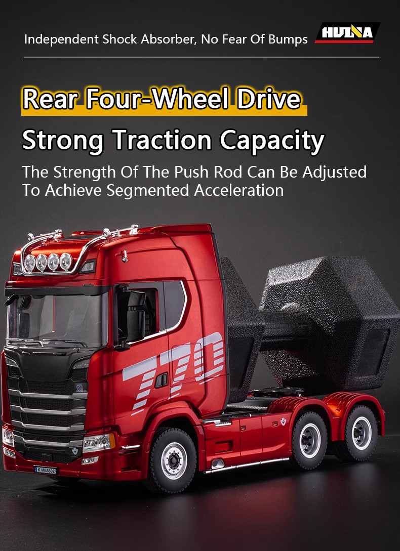 HuiNa 1501 Scania 770S RC RTR 1:18 Haulage Truck - Red USA STOCK