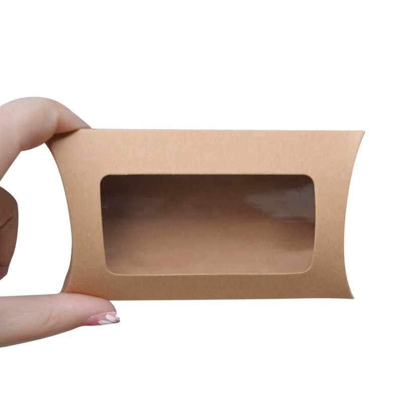 50Pcs Clear Window Pillow Gift Boxes, Kraft/White/Black Candy Boxes With Window For Wedding Favors Or Party Treats_voghion.com