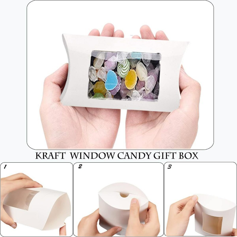 Clear Window Pillow Gift Boxes For Wedding Party Favours Set_voghion.com
