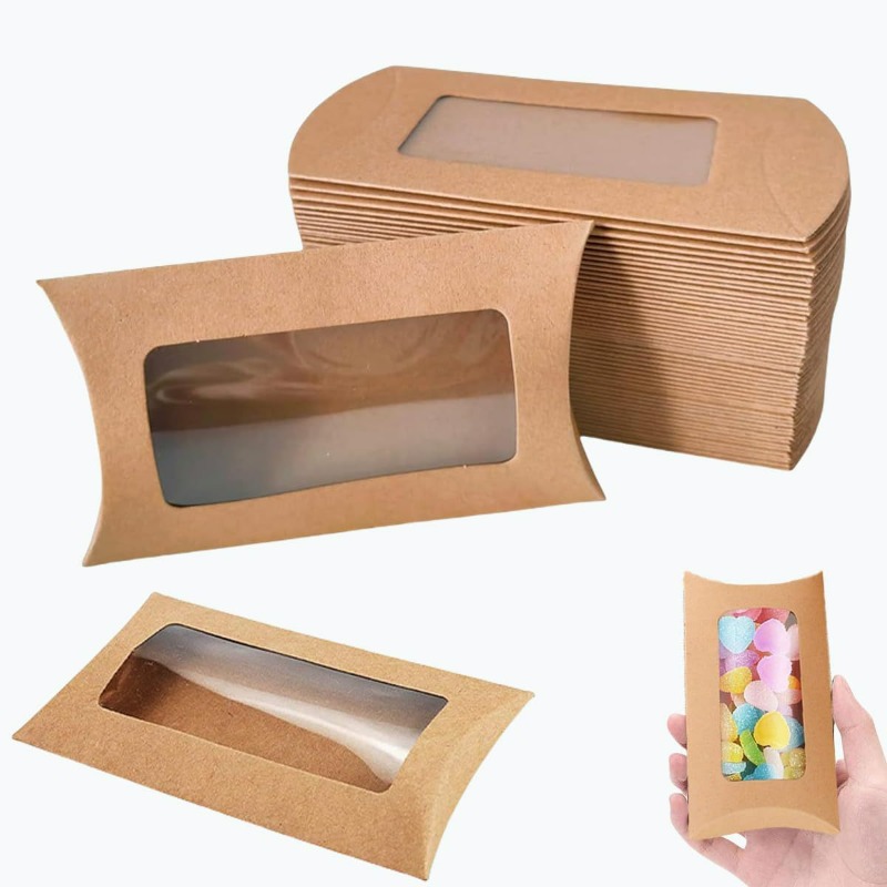 Clear Window Pillow Gift Boxes For Wedding Party Favours Set_voghion.com