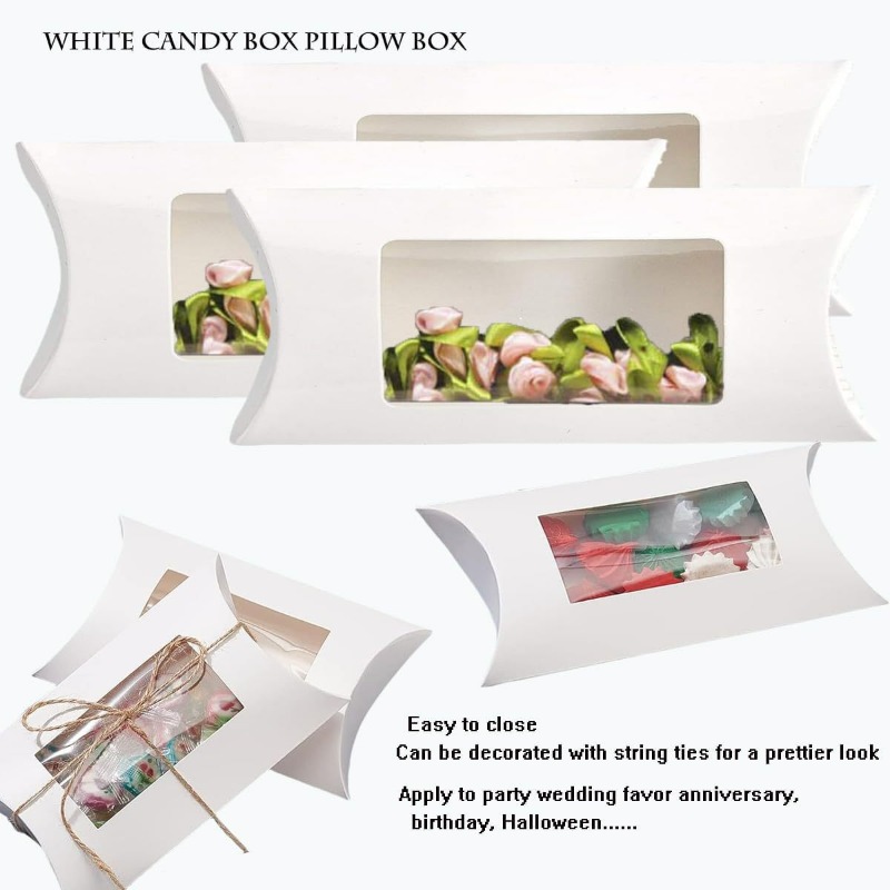 Clear Window Pillow Gift Boxes For Wedding Party Favours Set_voghion.com