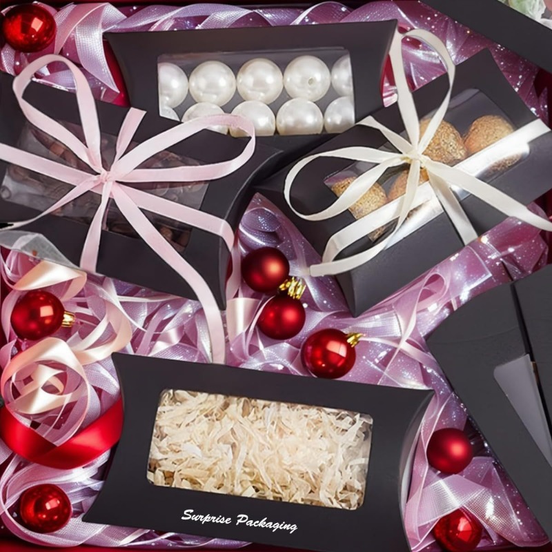 Clear Window Pillow Gift Boxes For Wedding Party Favours Set_voghion.com
