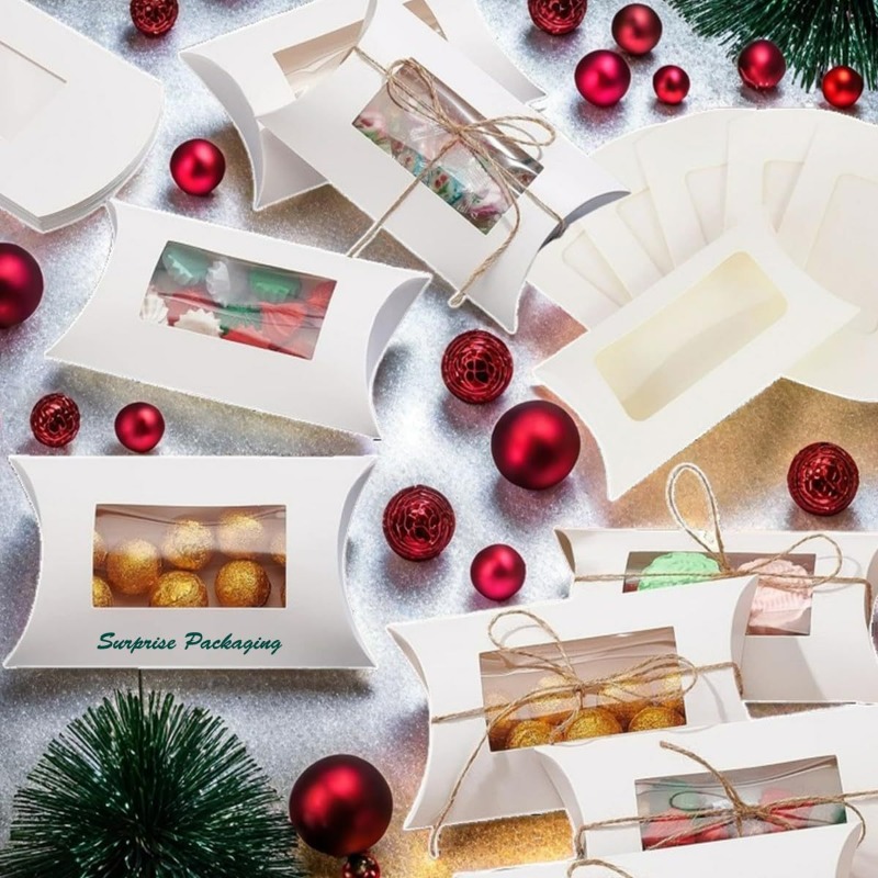 Clear Window Pillow Gift Boxes For Wedding Party Favours Set_voghion.com