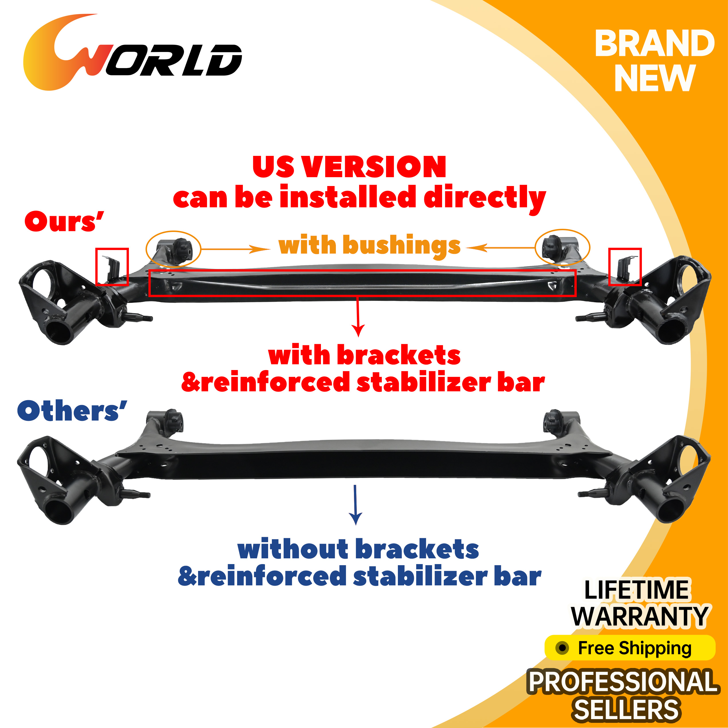 Rear Axle Beam Crossmember for Toyota Corolla Matrix 02-07 ZZE130